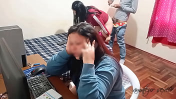 Amateur husband enjoys wife's friend while she's distracted on the phone